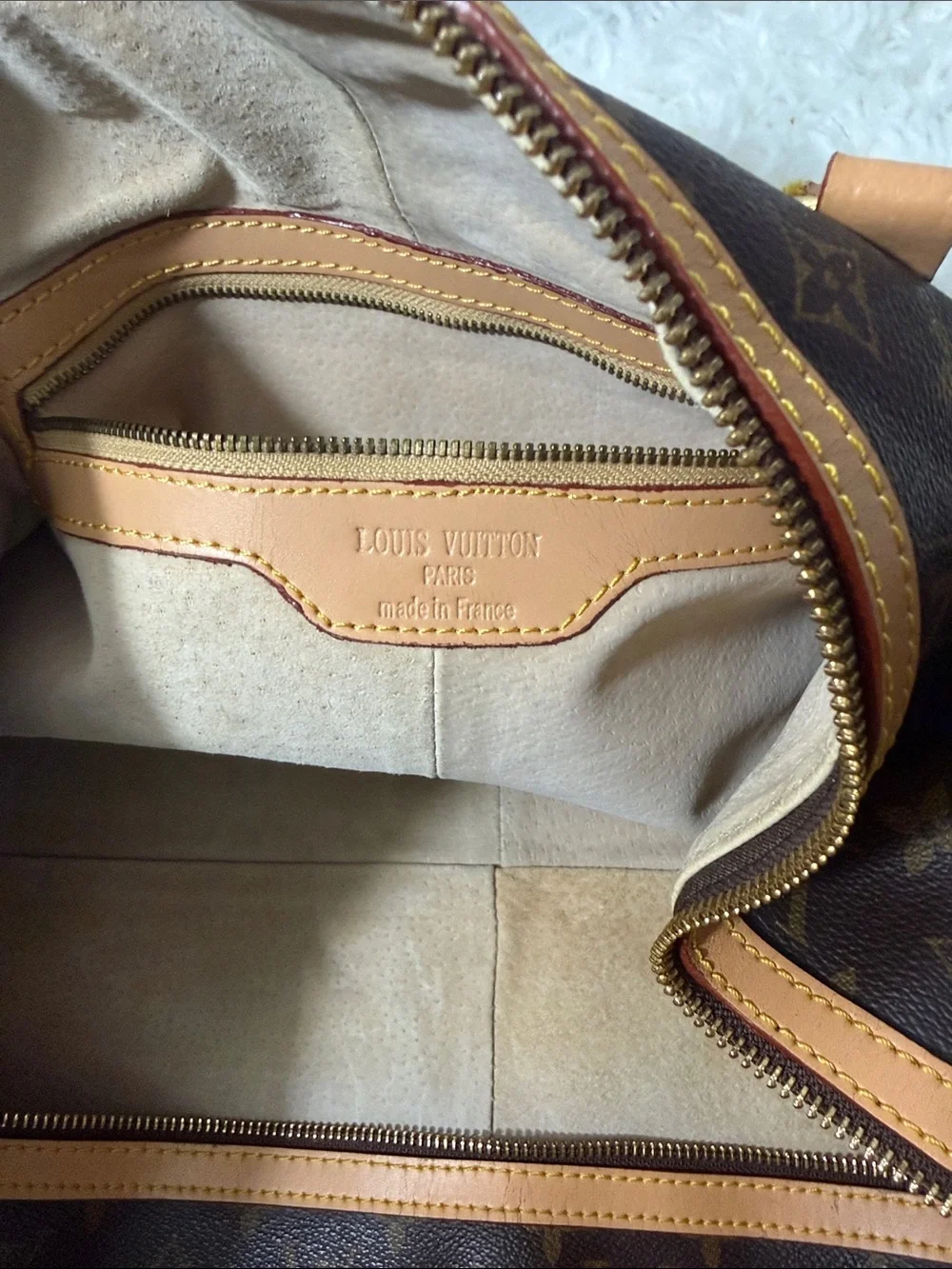 Louis Vuitton RA 780-003  Canvas Keepall Duffel Bag Brown / tan leather bag larg